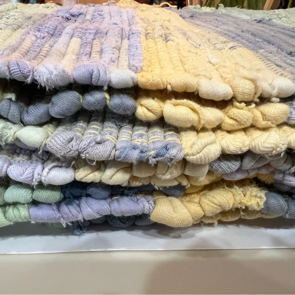 Set of 12 ❤️ Handwoven Pastel , Heavy Duty Striped Placemats